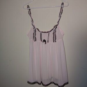 Victoria's Secret Babydoll Sheer Lingerie Nightie Pink Black Size L